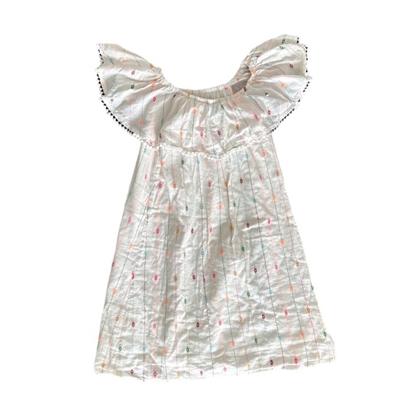 Gap Kids White Ruffle dress size 8 with colored embroidery - Picture 2 of 4